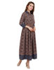 Left hand  side view- Brown Checkered Maxi Dress