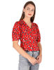 Right hand  side view-   Red Floral Crop Top 