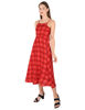 Left hand  side view-  Red and Black Maxi Dress: Stunning Scarlet