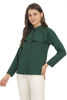 Left hand  side view-  Women's Green Button-Up Dress Shirt