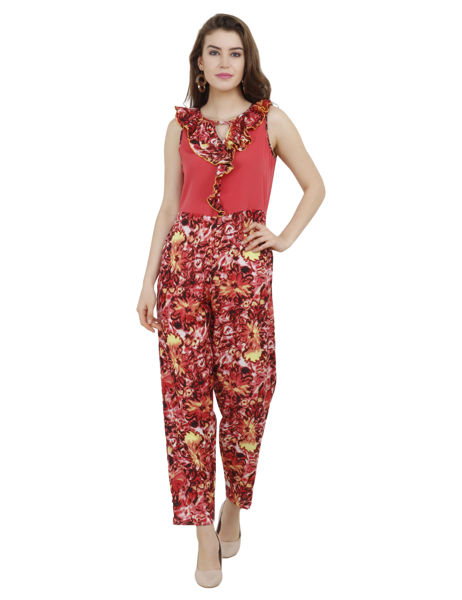 Orange Floral Jumpsuit-bhfashio.in